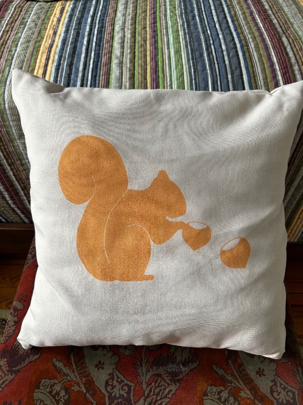 Cottagecore Squirrel Silhouette Pillow EUC! For Fall